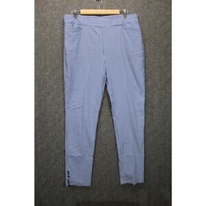 Chico's 2T Gingham Straight Leg Pants Blue Button Detail
